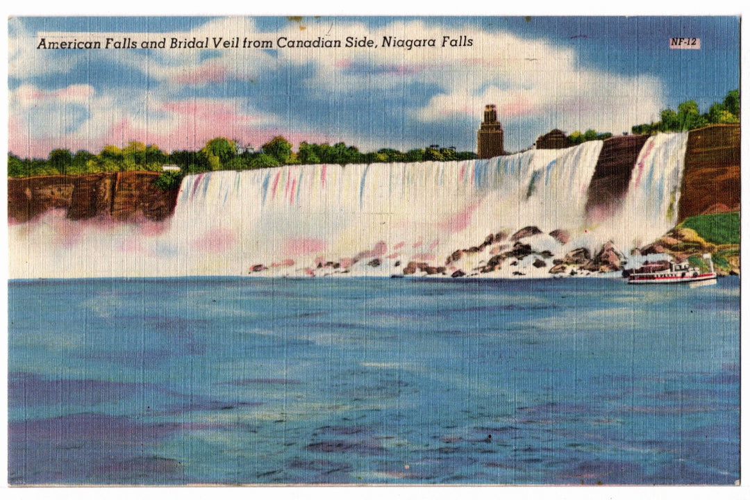 1940s Canadian Side of Niagara Falls Vintage Postcard.