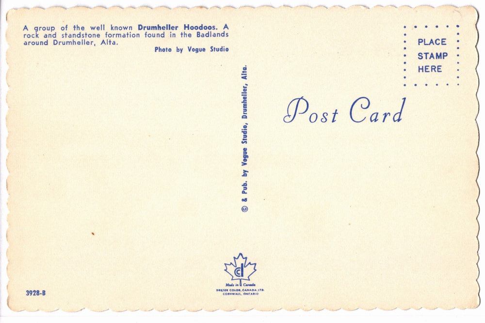 1958 Canadian Badlands Drumheller Hoodoos Canada Vintage Postcard.