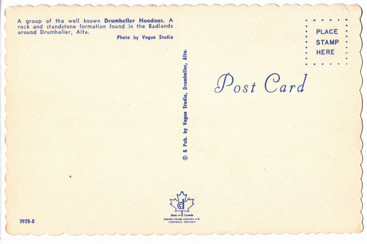 1958 Canadian Badlands Drumheller Hoodoos Canada Vintage Postcard.