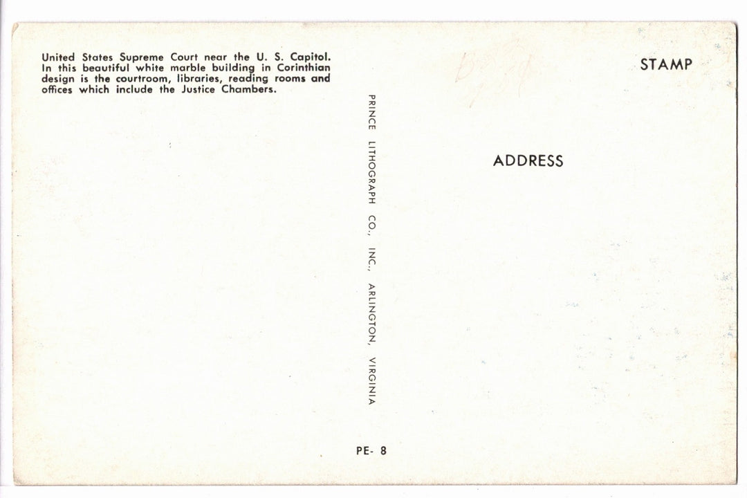 1950s United States Supreme Court, Washington, D.C. Vintage Postcard.