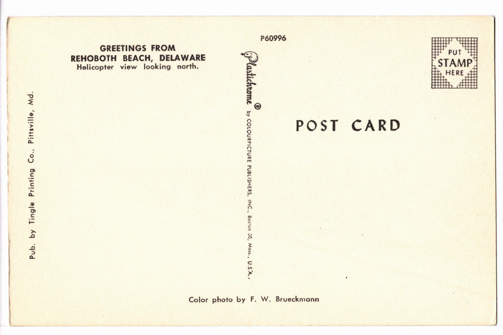 1950s Aerial View of Rehoboth Beach, Delaware Vintage Postcard.