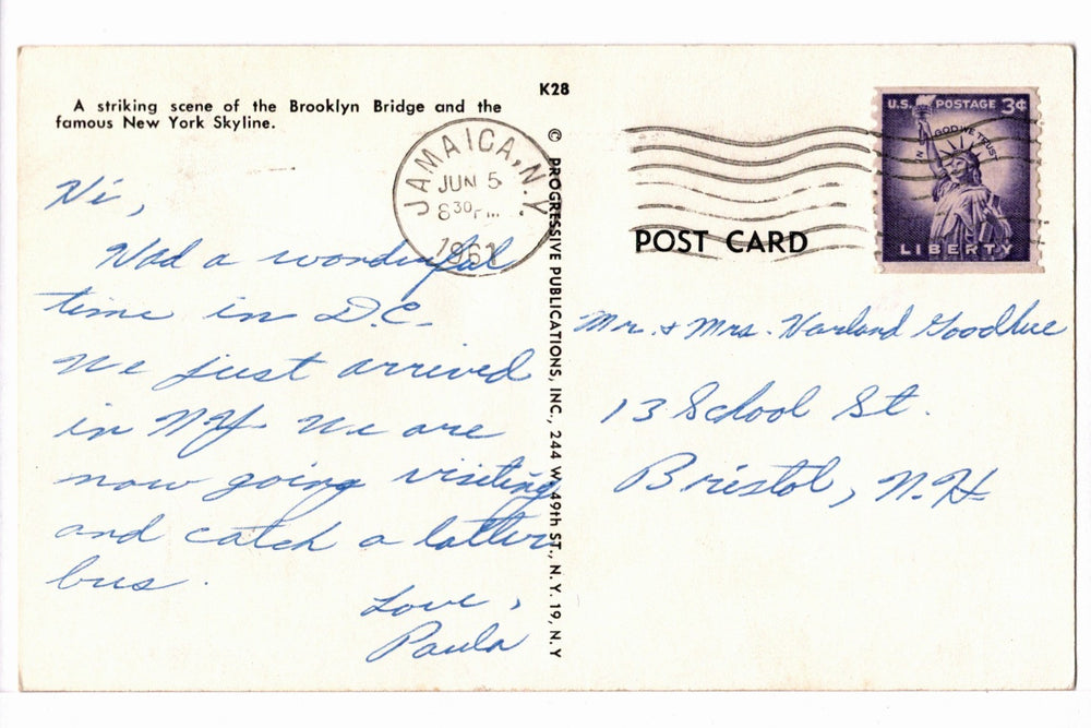 1961 Gree.
tings from New York Montage Vintage Postcard.