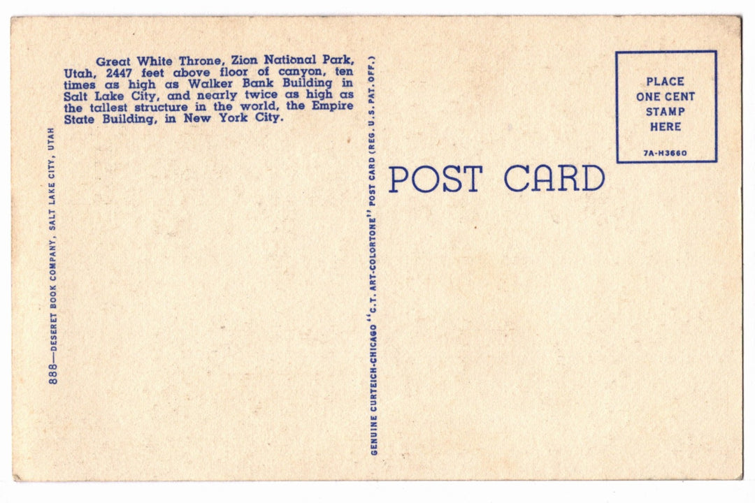 1937 Let This Be Heaven Poem Zion Nat'l Park Vintage Postcard.