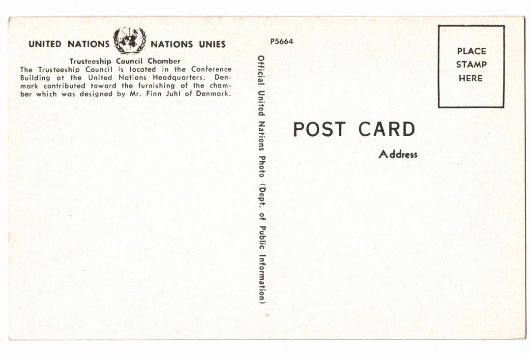 1960s Trusteeship Council United Nations, New York Vintage Postcard.