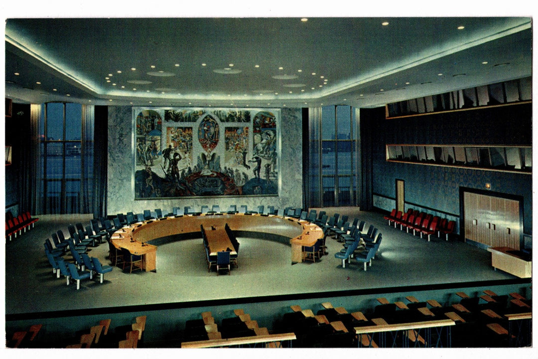 1960 Security Council United Nations Headquarters New York Vtg Postcard.