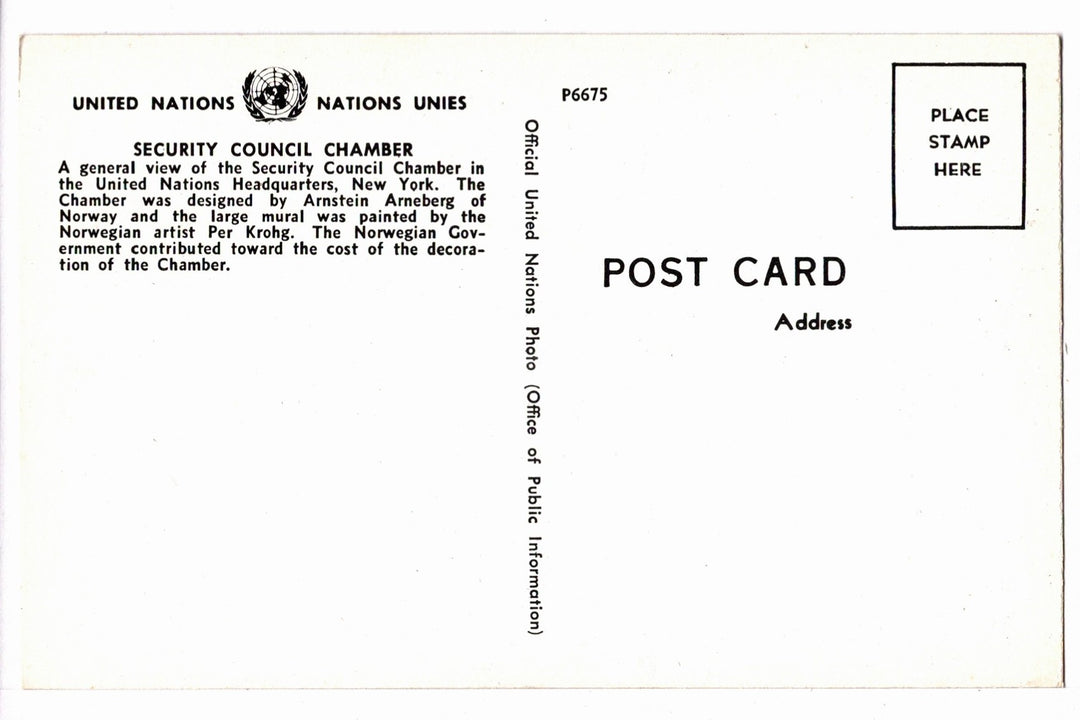 1960 Security Council United Nations Headquarters New York Vtg Postcard.