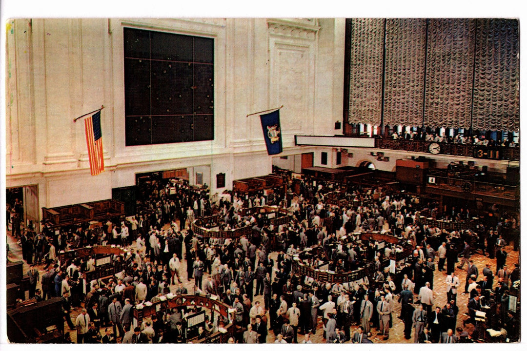 1960s New York Stock Exchange Trading Floor Vintage Postcard.