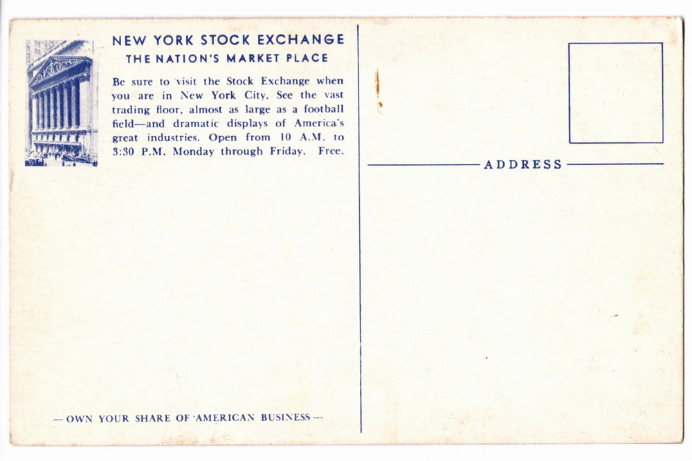 1960s New York Stock Exchange Trading Floor Vintage Postcard.