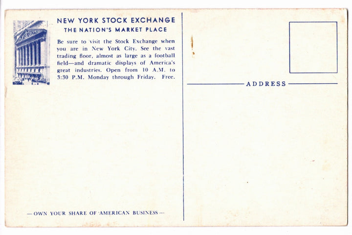 1960s New York Stock Exchange Trading Floor Vintage Postcard.