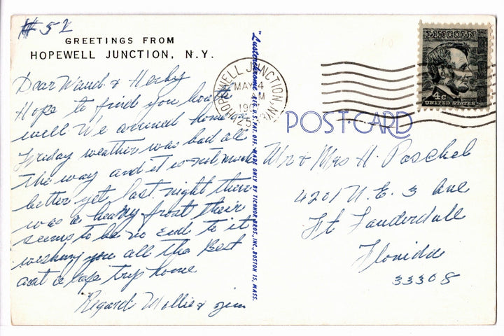 1967 Hopewell Junction, New York Vintage Postcard.