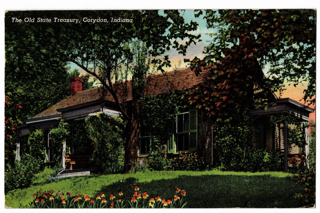 1955 Old State Treasury, Corydon, Indiana Vintage Postcard.