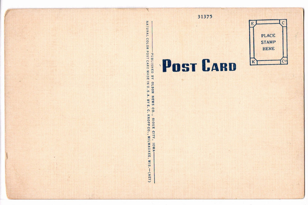 1936 Three-State View from War Eagle Grave Sioux City IA Vtg Postcard.