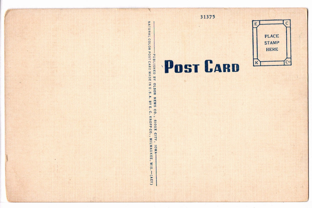 1936 Three-State View from War Eagle Grave Sioux City IA Vtg Postcard.