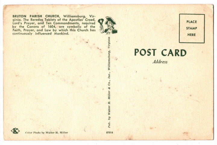 1950 Bruton Parish Church Altar Williamsburg Virginia Vintage Postcard.