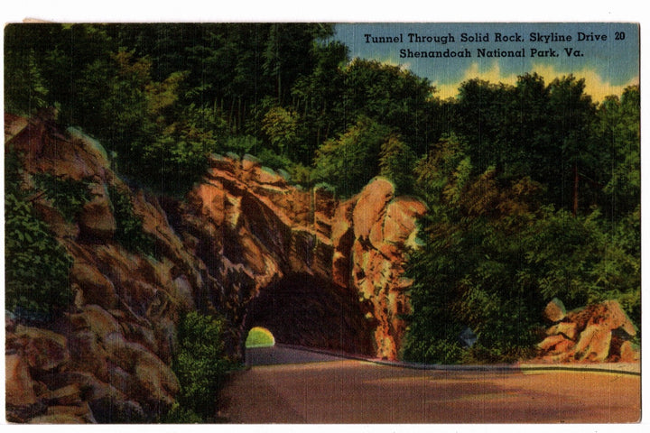 1960s Marys Rock Tunnel Shenandoah National Park VA Vintage Postcard.