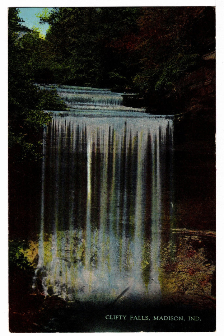 1920s Big Clifty Falls Indiana Vintage Postcard, Four-Color Lithograph.