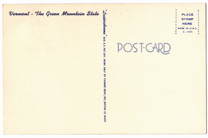 1950s Green Mountain, Autumn in Vermont Vintage Postcard, back.