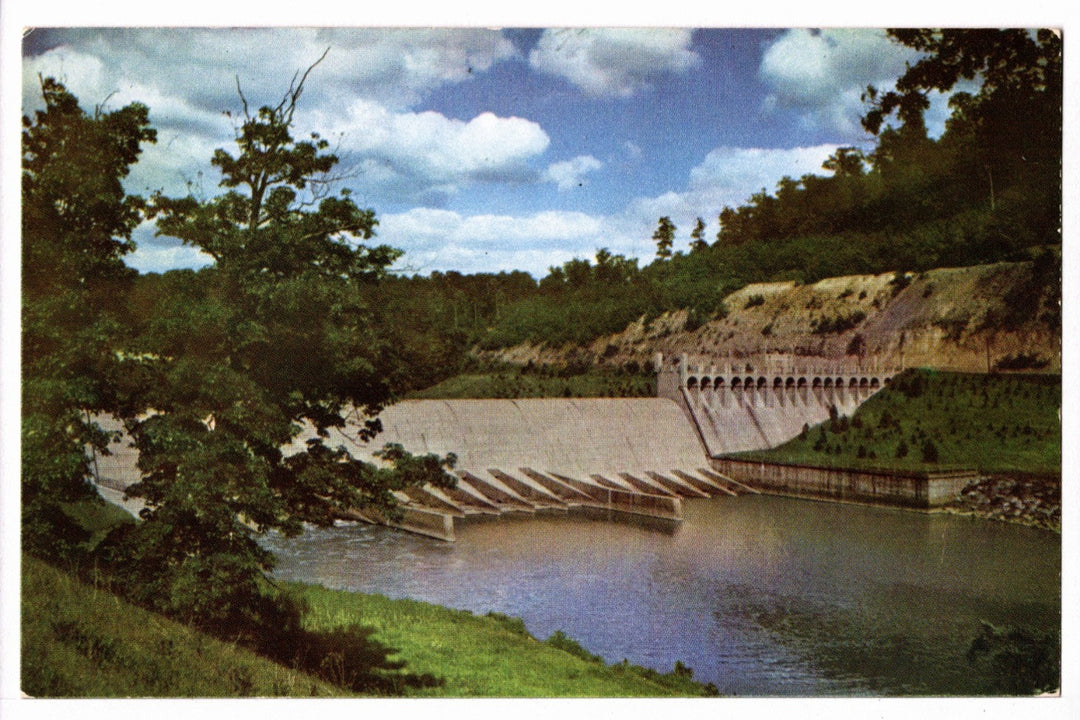 1940s Dover Dam on the Tuscarawas River Ohio Vintage Postcard.