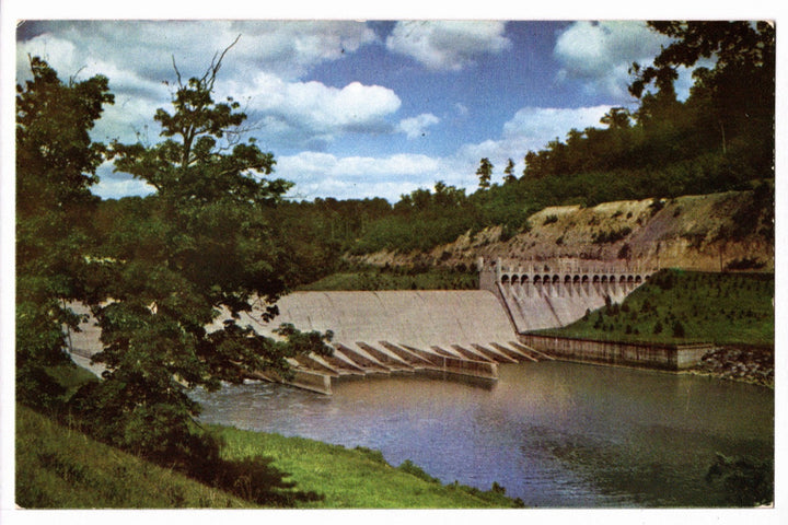 1940s Dover Dam on the Tuscarawas River Ohio Vintage Postcard.