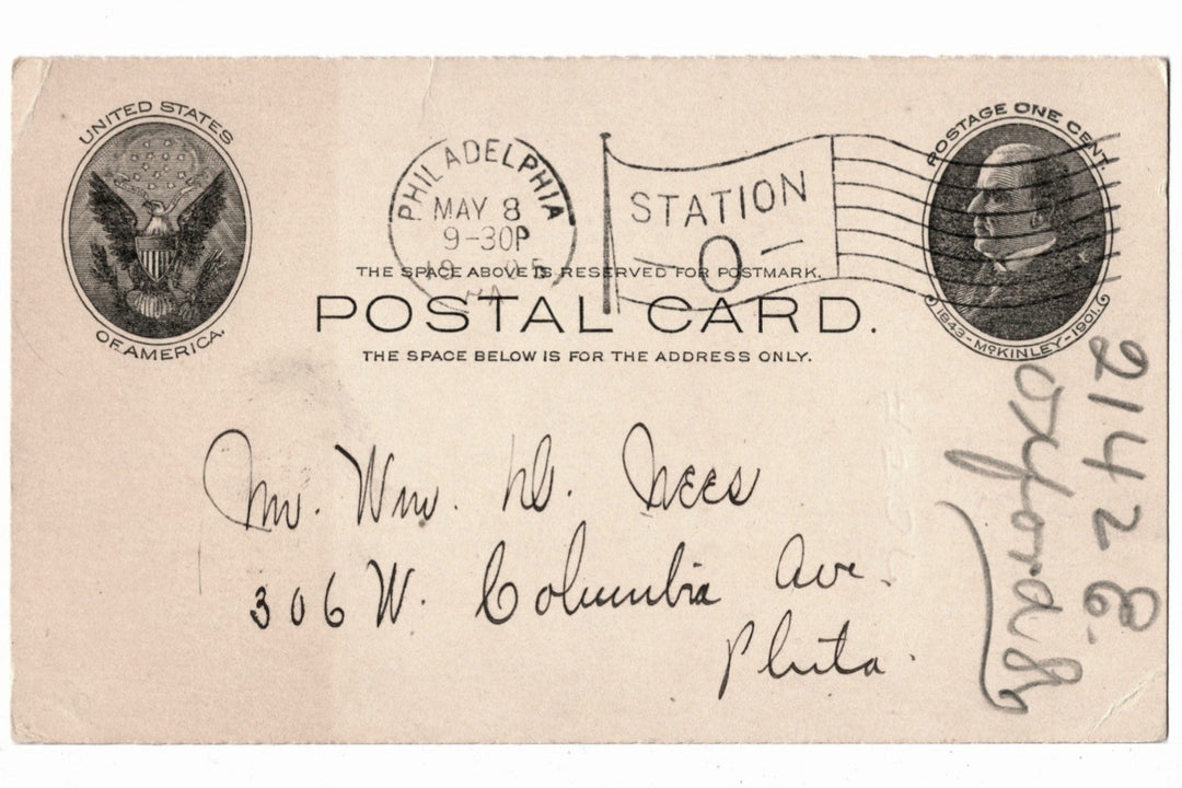 UX18 Postal Card McKinley 1c May 8 1905 Legal Matter.