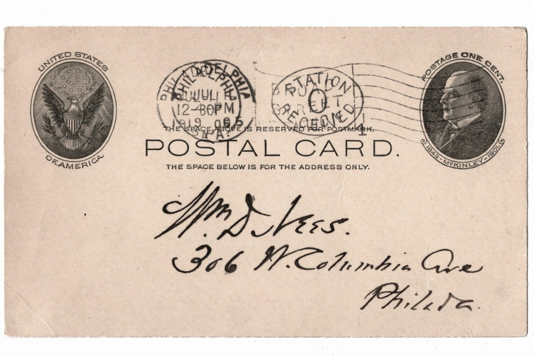 UX18 Postal Card McKinley 1c July 10 1905 Appointment Confirmation.