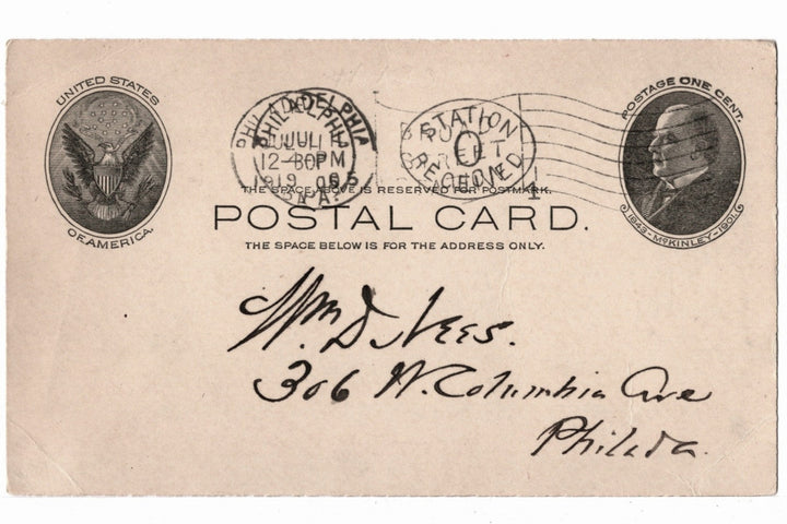 UX18 Postal Card McKinley 1c July 10 1905 Appointment Confirmation.