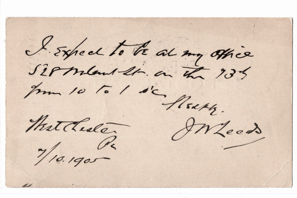 UX18 Postal Card McKinley 1c July 10 1905 Appointment Confirmation.