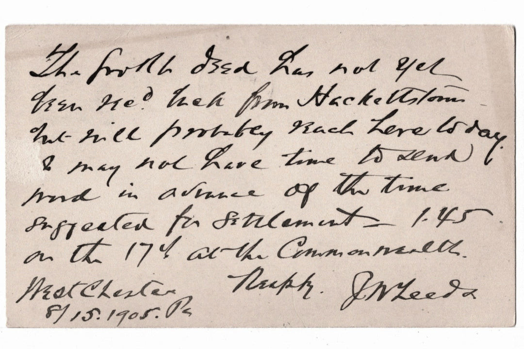 2621 UX18 Postal Card McKinley 1c Aug 15 1905 A Legal Matter.