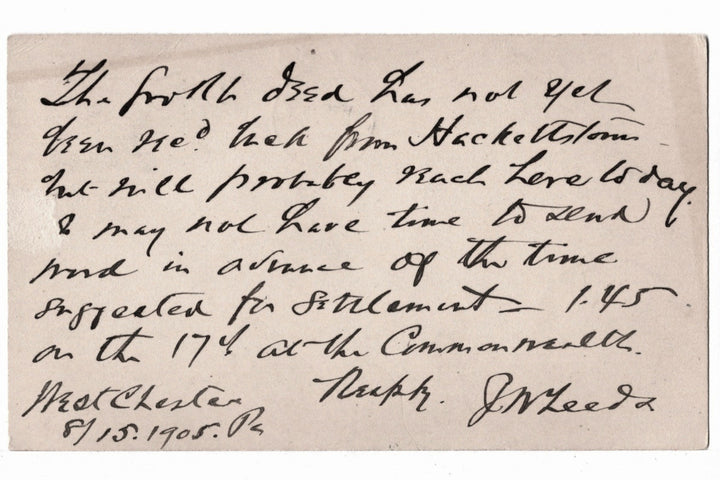 2621 UX18 Postal Card McKinley 1c Aug 15 1905 A Legal Matter.