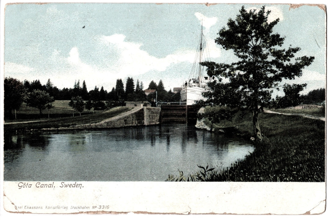 1900s Steamship Göta Canal Sweden Vintage Postcard UDB.
