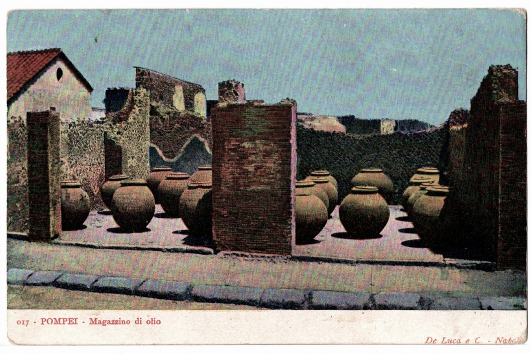 1900s Pompeii Oil Warehouse Napoli Vintage Postcard UDB.