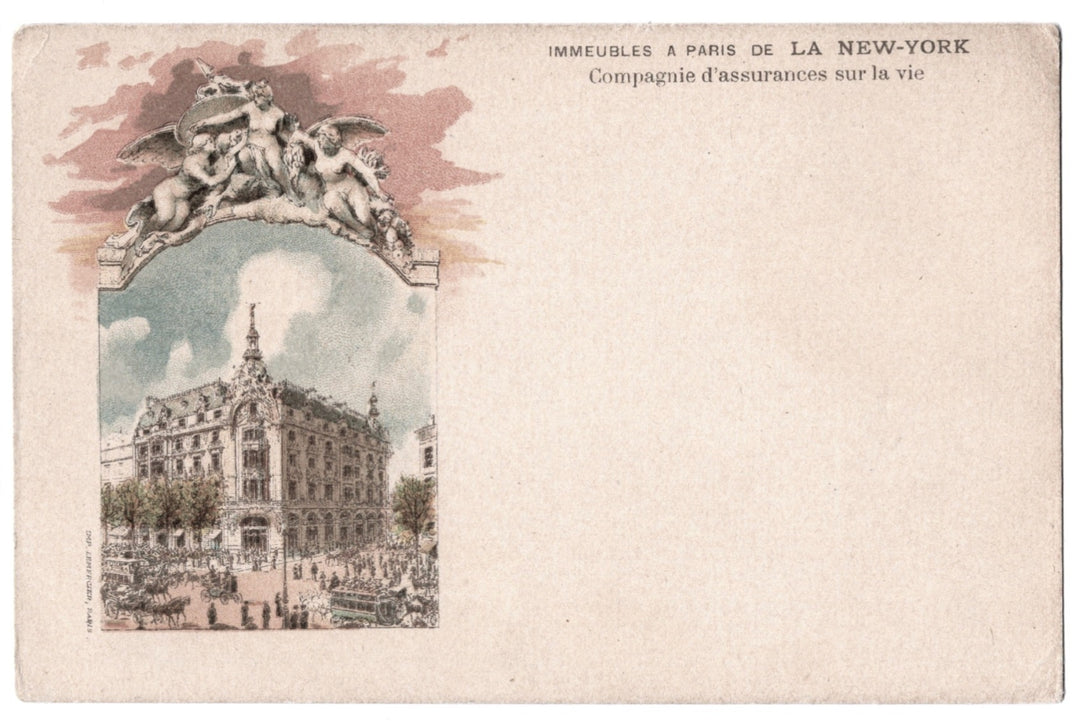 1900s New-York Life Insurance Building Paris France Vintage Postcard UDB.