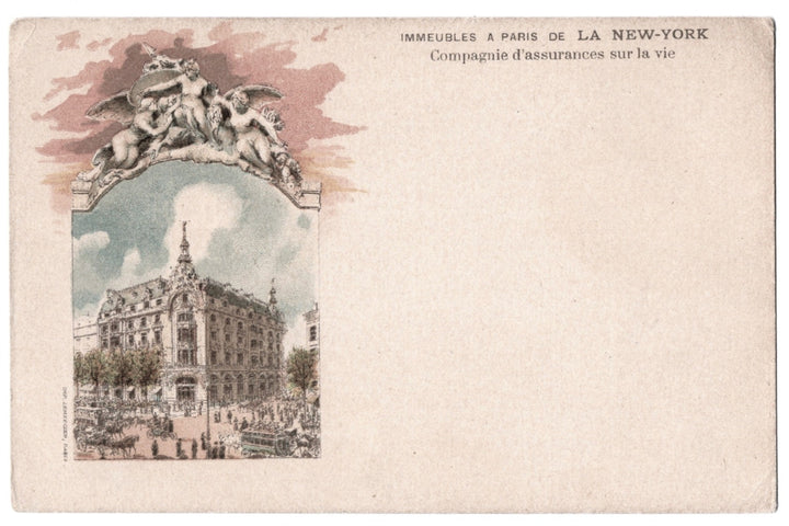 1900s New-York Life Insurance Building Paris France Vintage Postcard UDB.