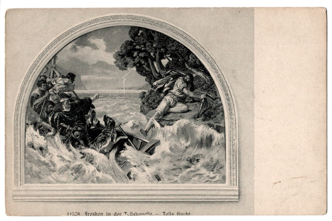 1900s William Tell's Escape Zürich Switzerland Vintage Postcard UDB.