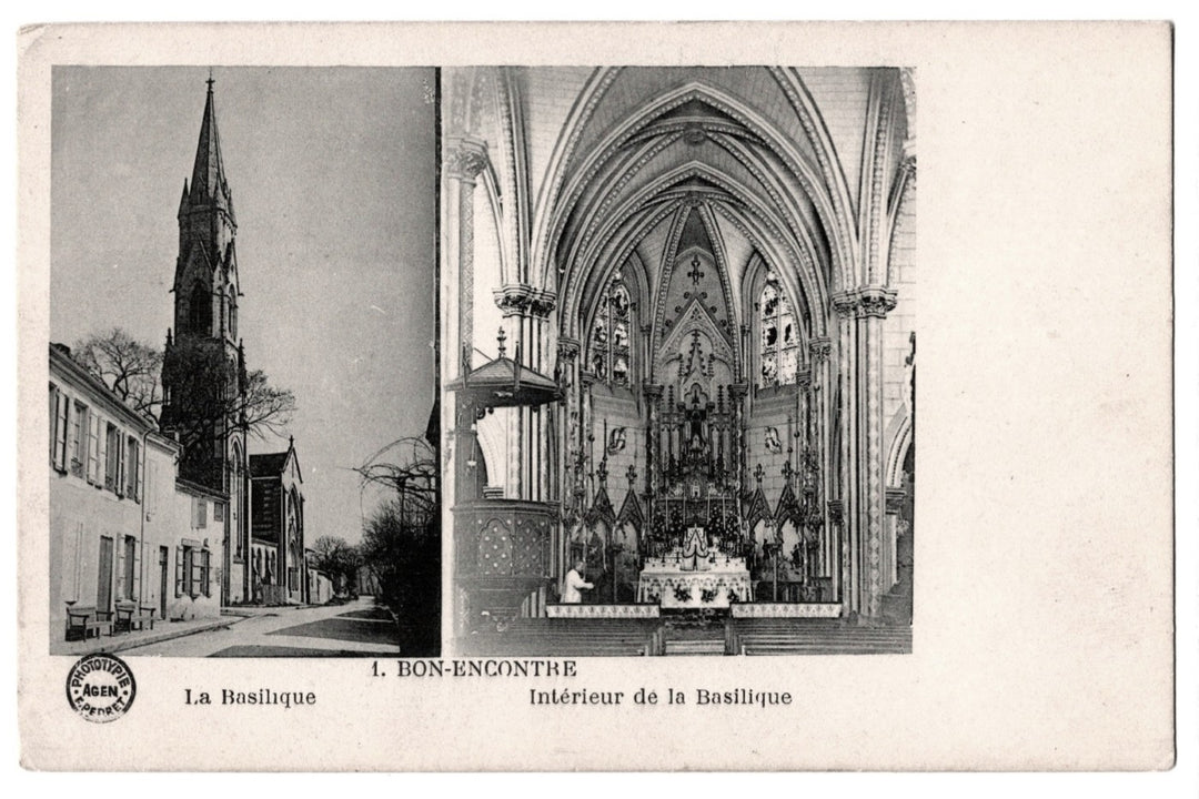 1900s Bon-Encontre Basilica Agen France Vintage Postcard UDB.