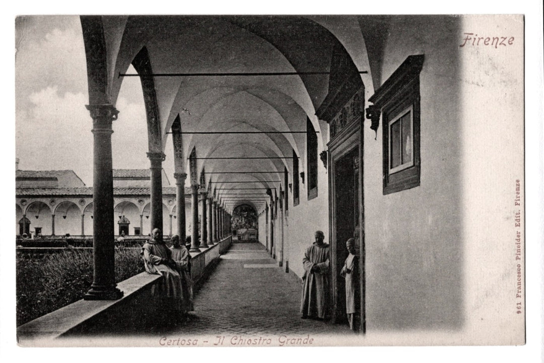 1900s Florence Certosa di Galluzzo Monks Italy Vintage Postcard UDB.