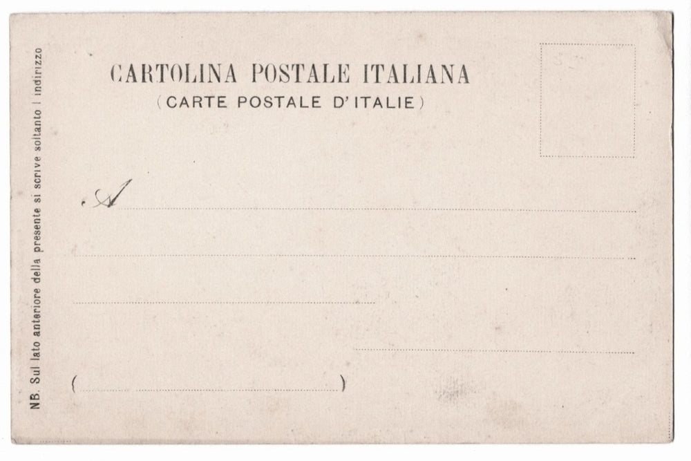 Back of an Italian postcard with text and postal markings.