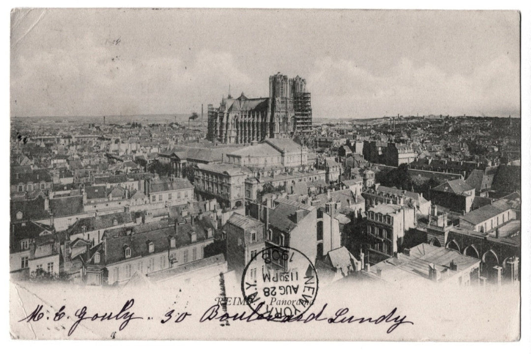 1903 Reims Panorama Cathedral View France Vintage Postcard UDB.