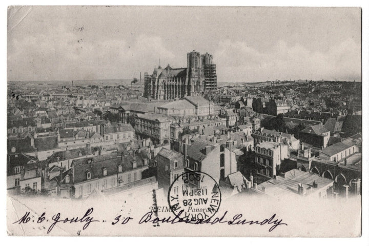 1903 Reims Panorama Cathedral View France Vintage Postcard UDB.