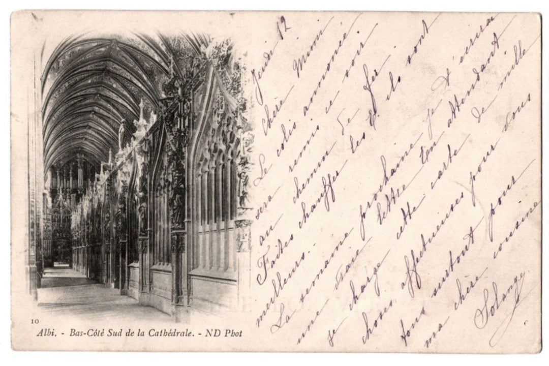 1902 Albi Cathedral South Aisle France Vintage Postcard UDB.