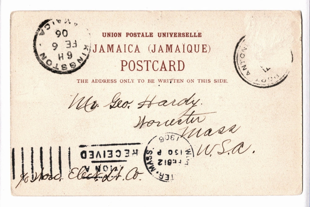 Vintage postcard  and text from Jamaica