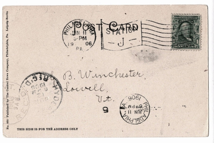 Vintage postcard with stamp and postal markings.
