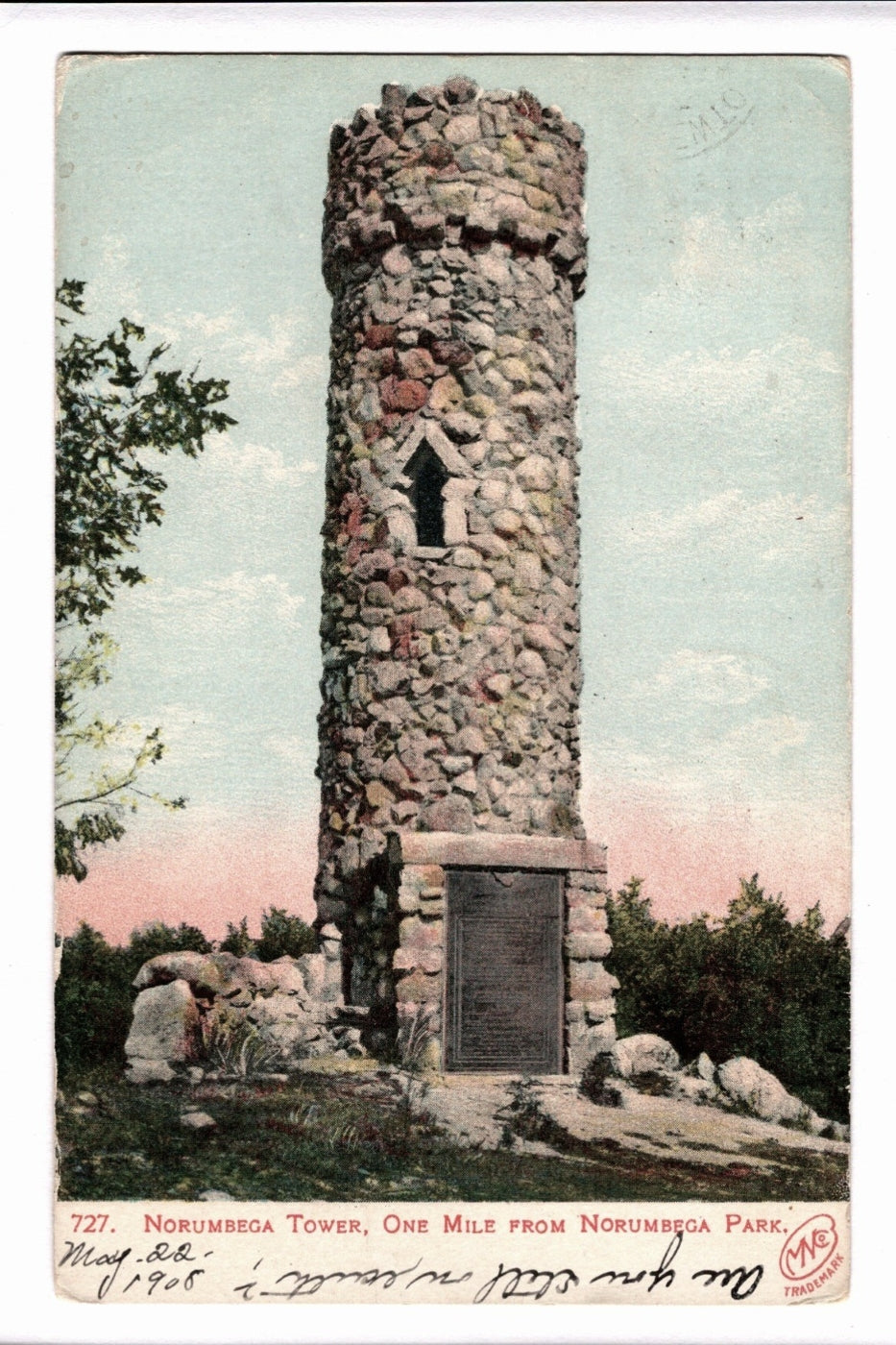 1908 Norumbega Tower Weston Massachusetts Vintage Postcard UDB.