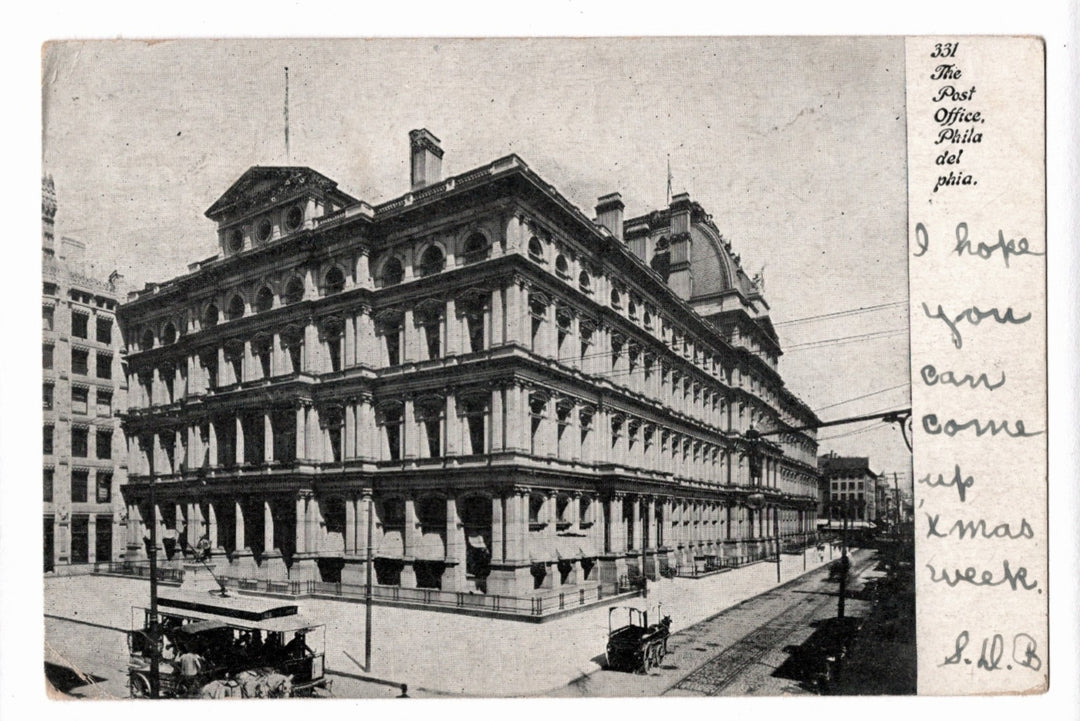 1900s Philadelphia Post Office Pennsylvania Vintage Postcard UDB.