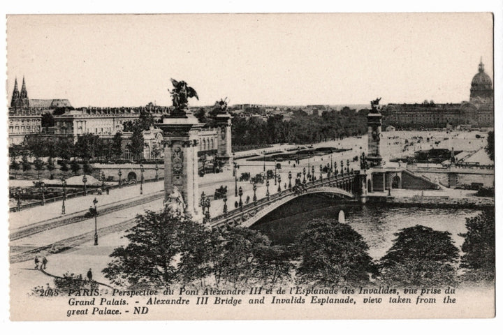 1920s Paris France Pont Alexandre III Bridge Vintage Postcard.