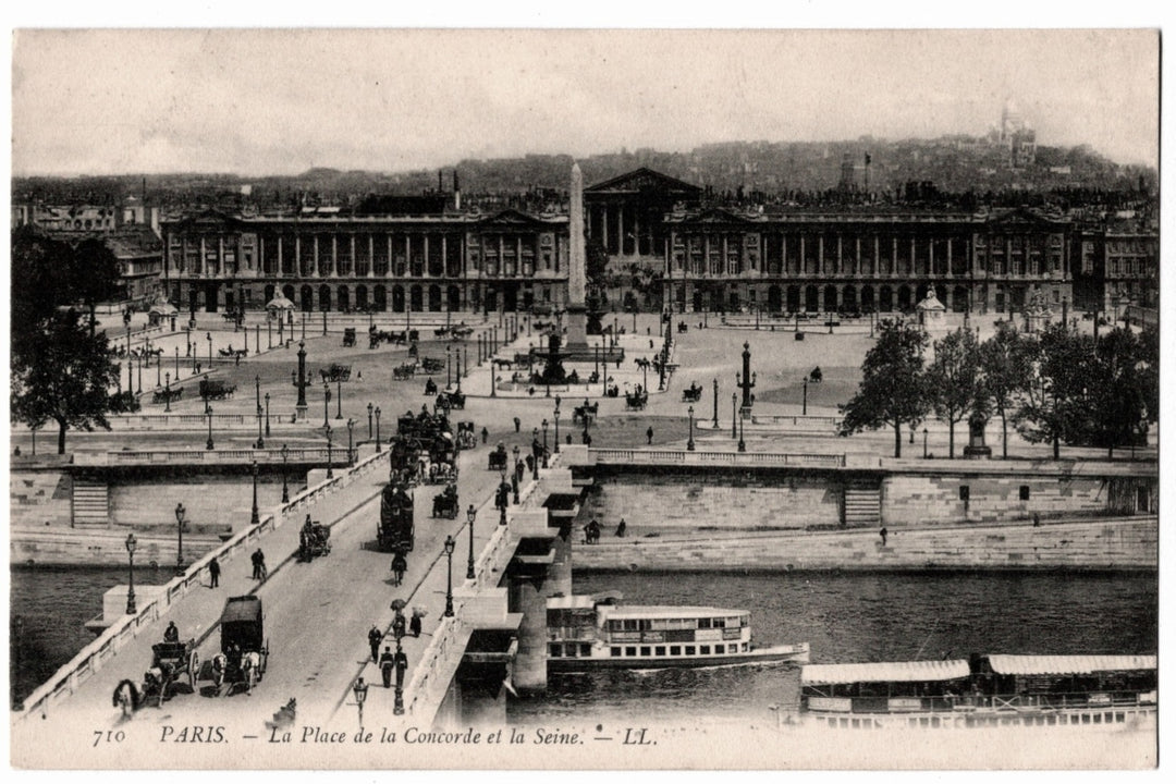 1900s Paris Place de la Concorde and the Seine France Vintage Postcard.