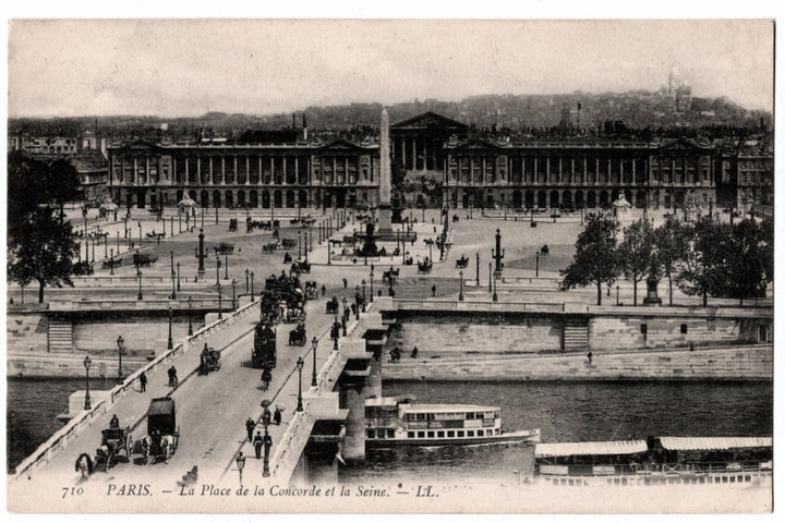 1900s Paris Place de la Concorde and the Seine France Vintage Postcard.