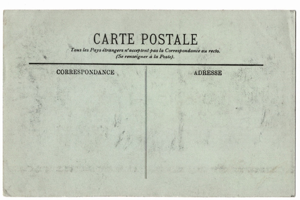 Vintage- green buff back of postcard with text and a line for correspondence and address.