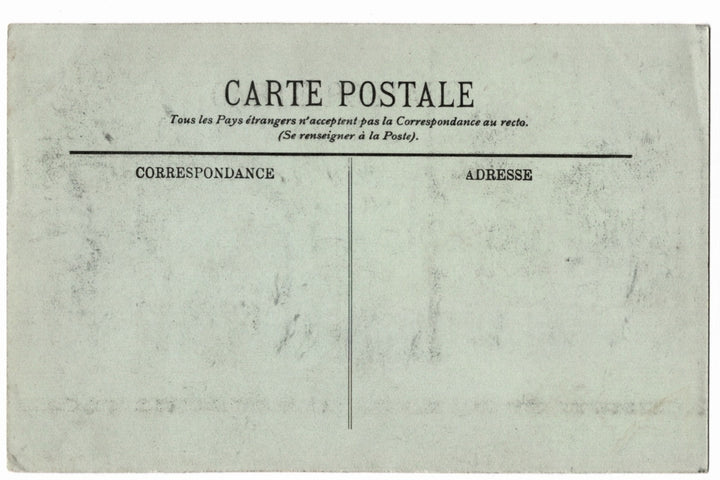 Vintage- green buff back of postcard with text and a line for correspondence and address.