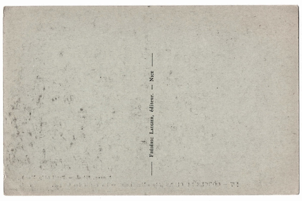 Back of green buff paper antique podtcard, France.=